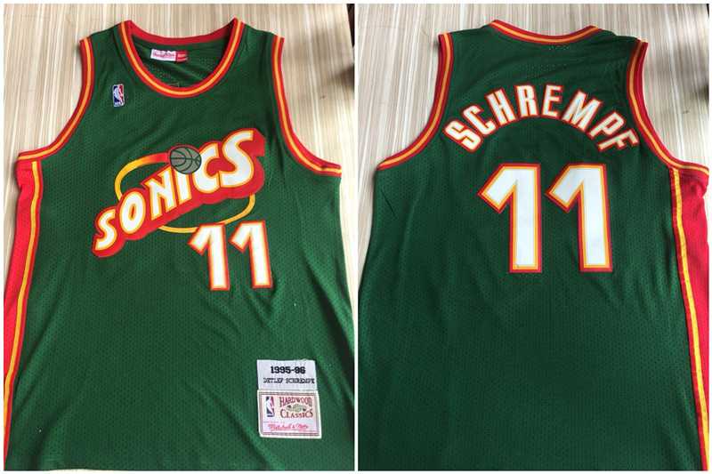 Supersonics 11 Detlef Schrempf Green 1995 96 Hardwood Classics Swingman Jersey,We sell and wholesale Supersonics 11 Detlef Schrempf Green 1995 96 Hardwood Classics Swingman Jersey on line form chian!